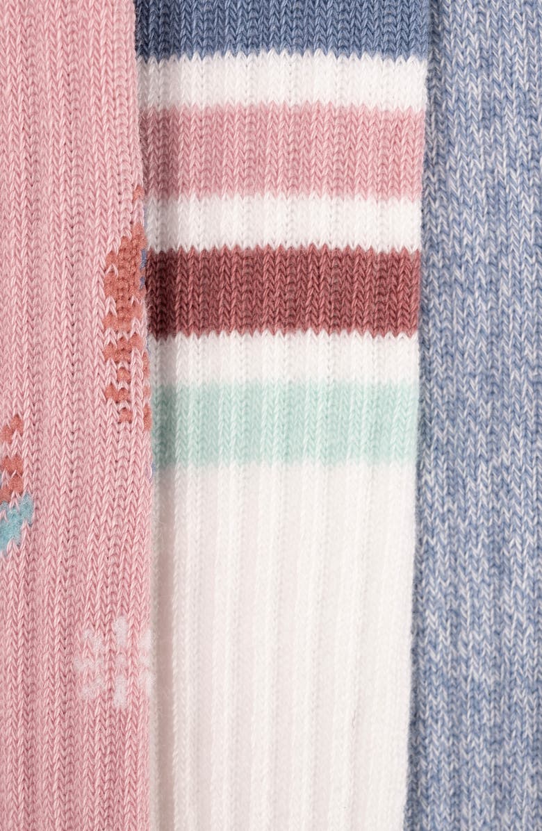 MUK LUKS Assorted 3-Pack Cotton Blend Knee High Compression Socks, Alternate, color, Blush/ Blue