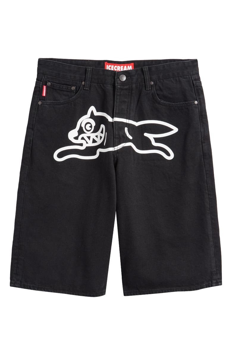 ICECREAM Big Black Denim Shorts, Alternate, color, Black Caramel