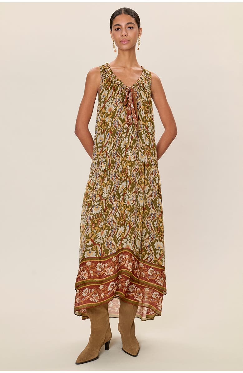 Rebecca Taylor Isha Printed Dress, Main, color, Pesto Combo