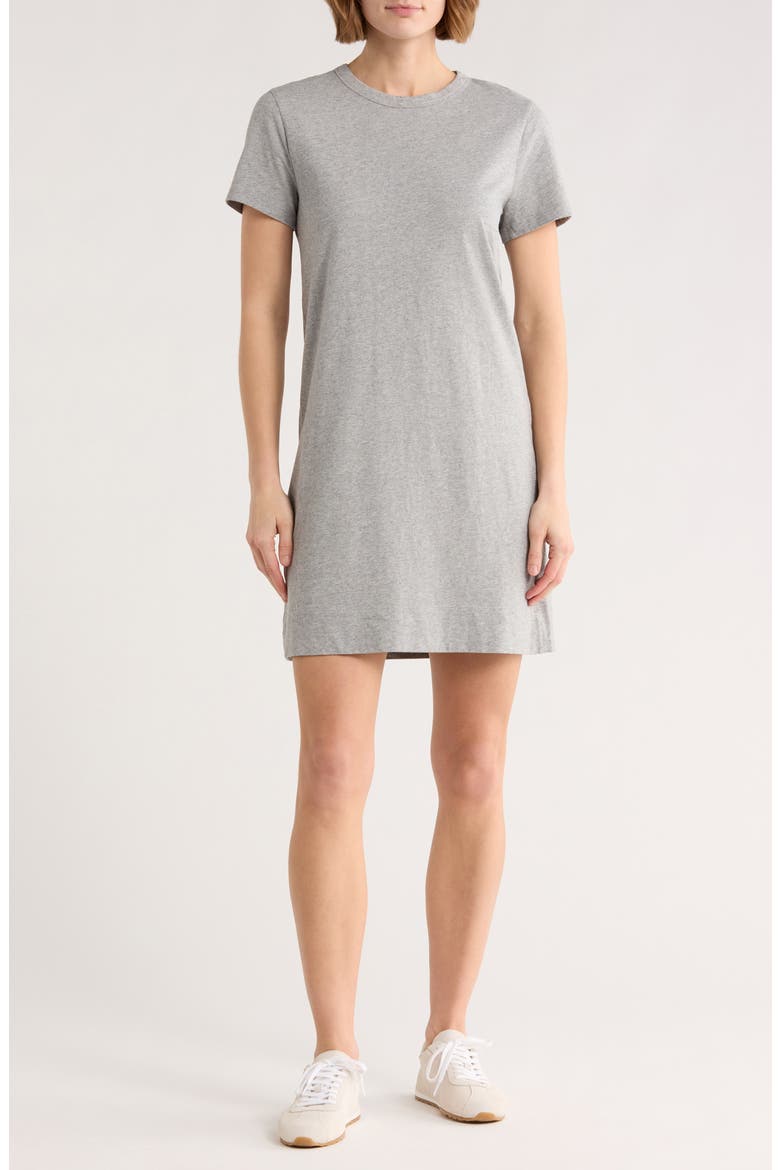 Short Sleeve Cotton T-Shirt Dress, Main, color, HEATHER ASH GREY