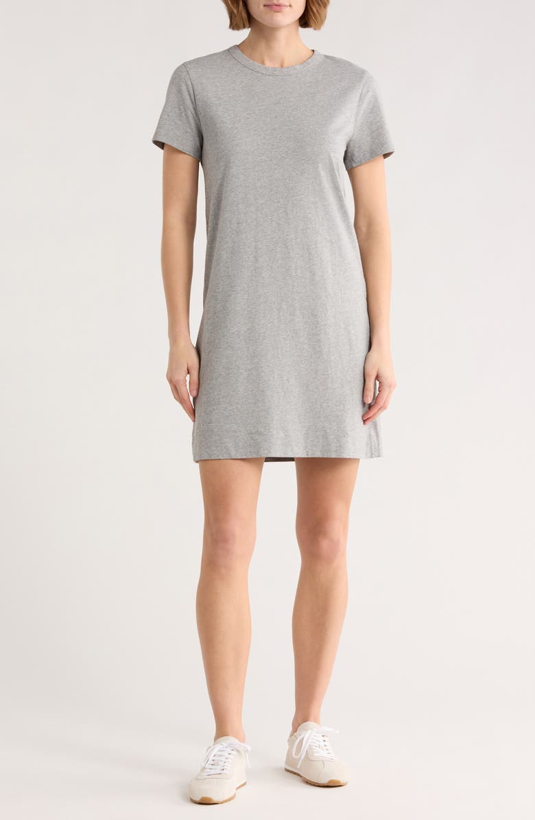 Madewell Short Sleeve Cotton T-Shirt Dress, Main, color, Heather Ash Grey