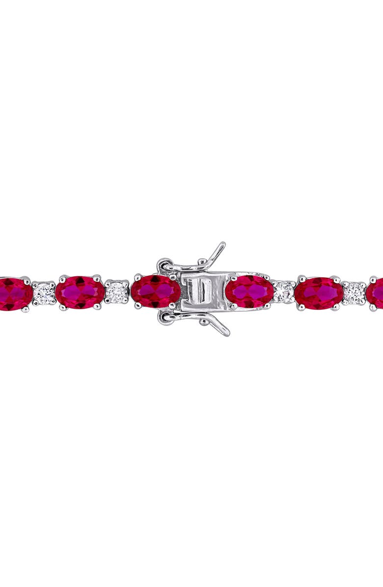 DELMAR Lab Created Ruby & Lab Created White Sapphire Tennis Bracelet, Alternate, color, Red