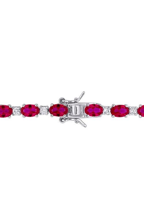 Delmar Lab Created Ruby & Lab Created White Sapphire Tennis Bracelet In Red