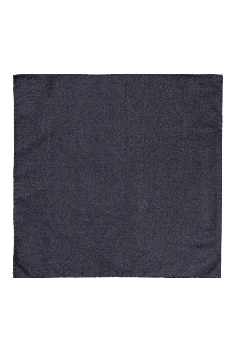 Reversible Solid & Neat Wool Flannel Pocket Square, Alternate, color, NAVY