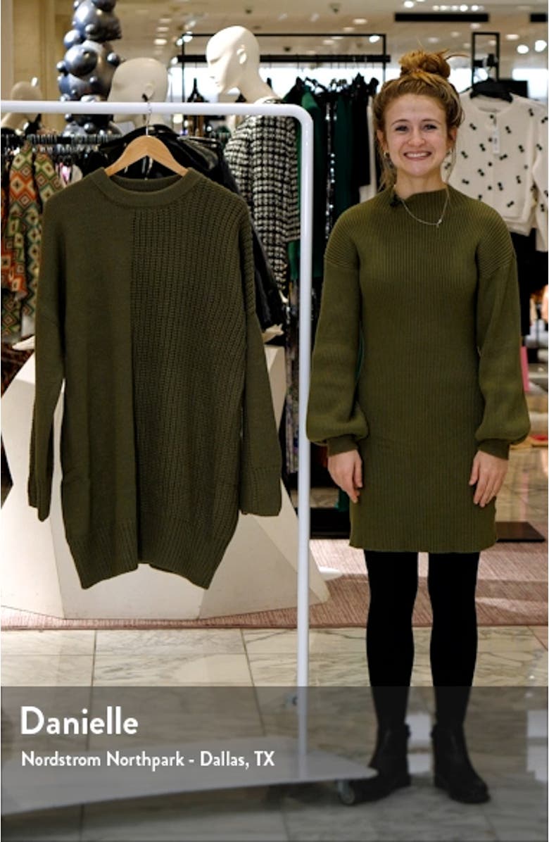 Long Sleeve Contrast Rib Sweater Dress, sales video thumbnail