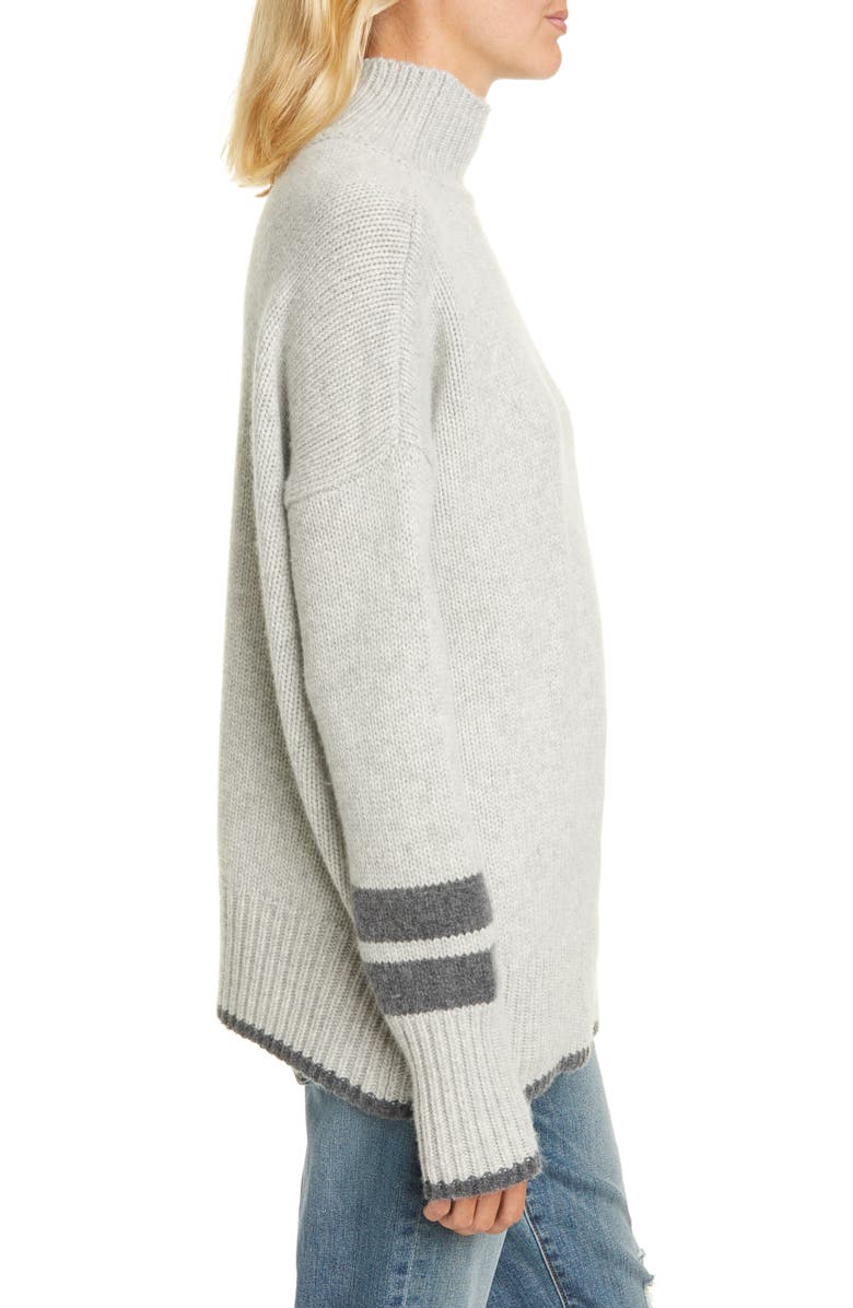 La Ligne Kingsley Stripe Detail Wool & Cashmere Turtleneck Sweater, Alternate, color,