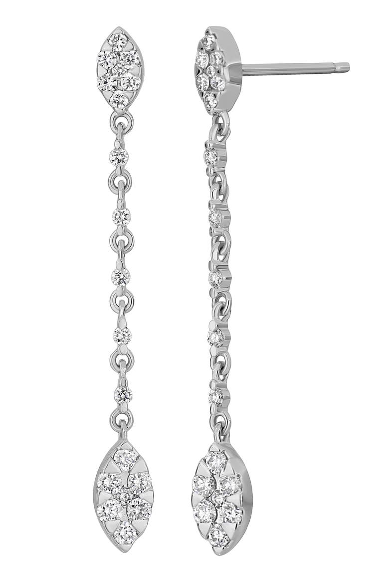 Mika 18k Gold Diamond Linear Earrings, Main, color, WHITE
