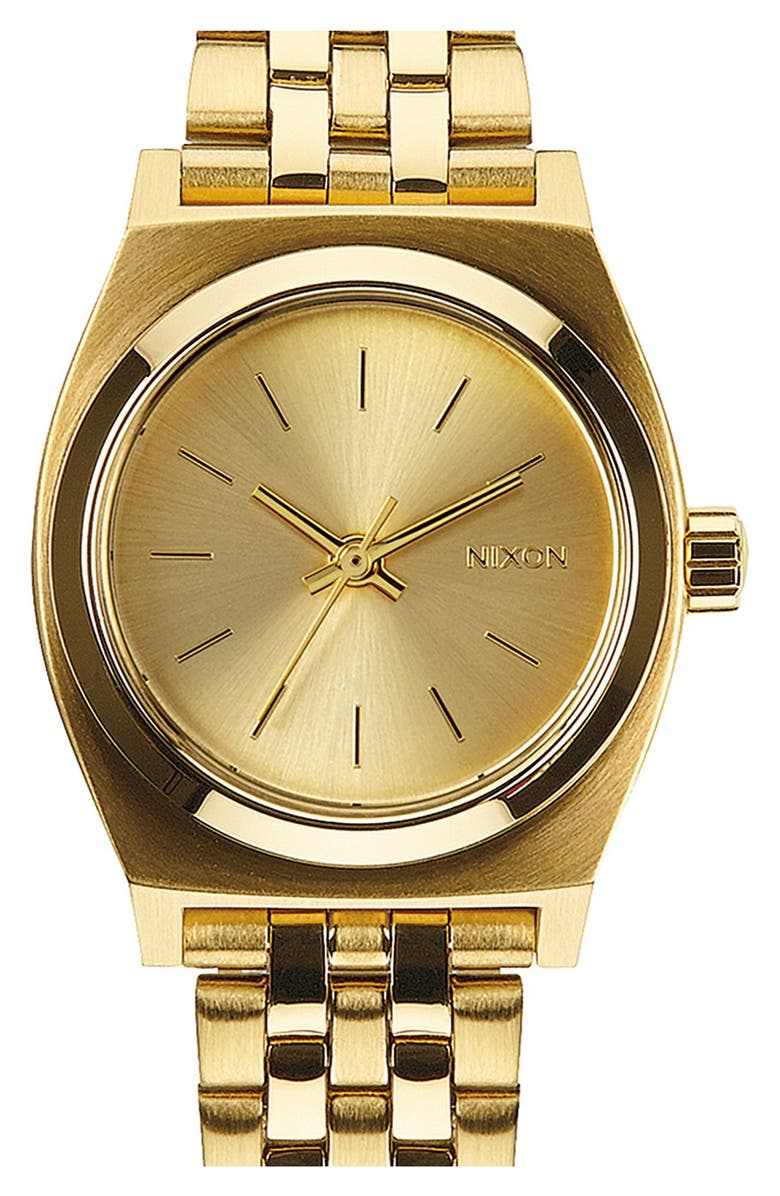 Nixon 'The Small Time Teller' Bracelet Watch, 26mm, Main, color, All Gold