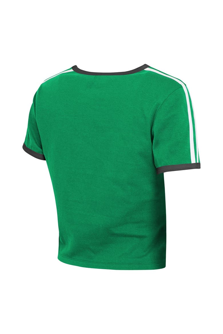 Women's WEAR by Erin Andrews  Kelly Green Philadelphia Eagles Cropped Throwback Ringer Baby T-Shirt, Alternate, color, Kelly Green