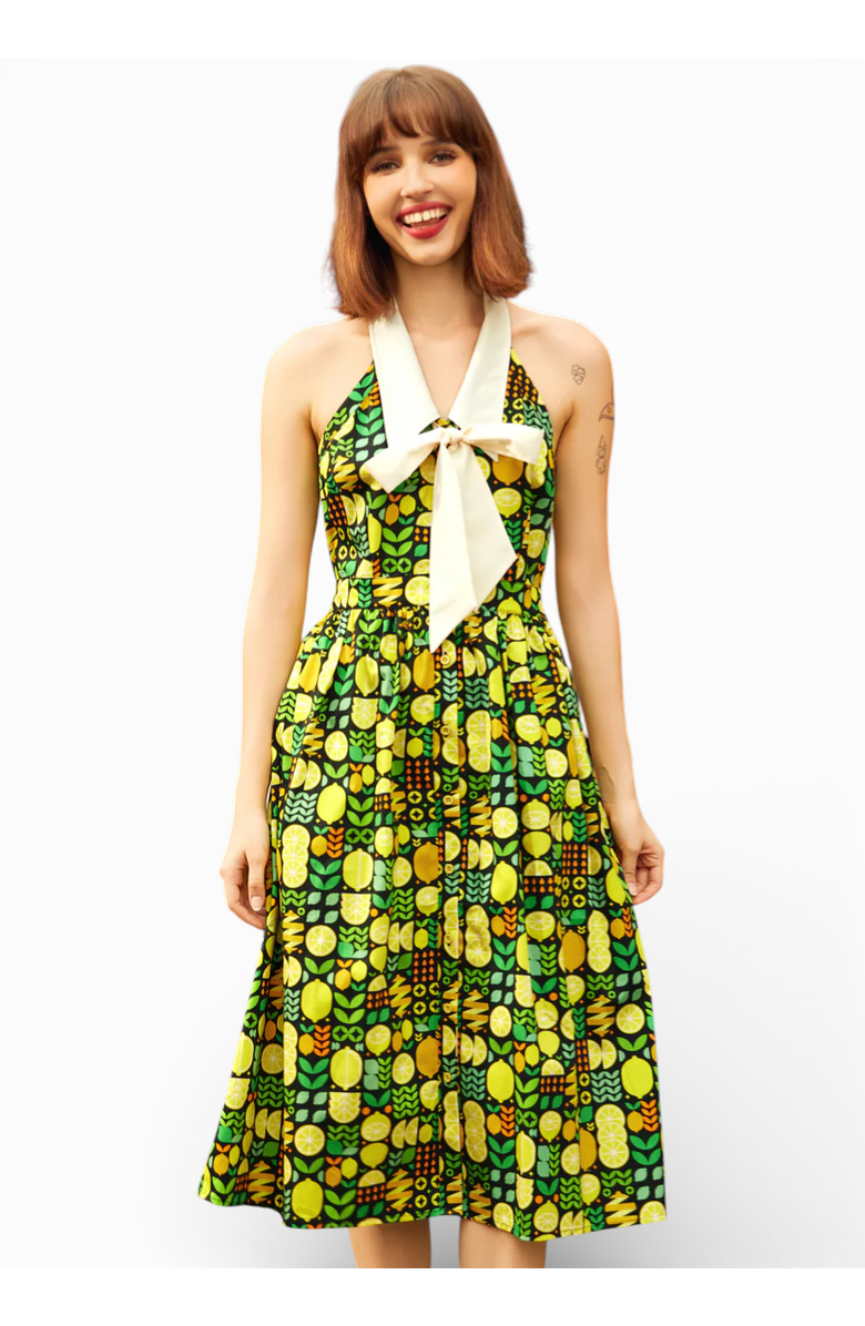 ModCloth Main Squeeze Mod Midi Dress, Main, color, Lemon Drop