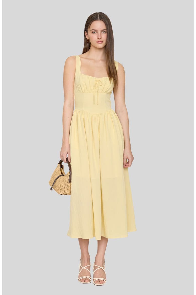 Bow Fit & Flare Midi Sundress, Alternate, color, YELLOW