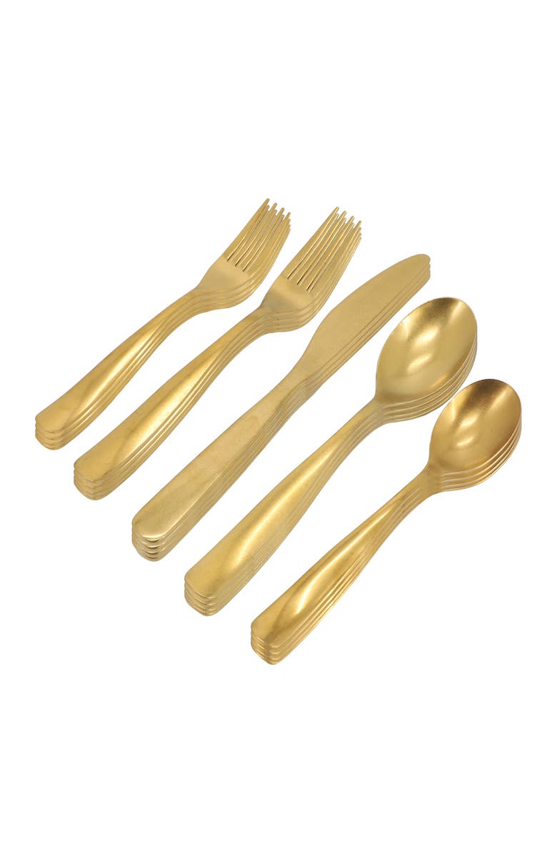 Gibson Home Hulton 20 Piece Stainless Steel Flatware Set, Main, color, Metallic Gold