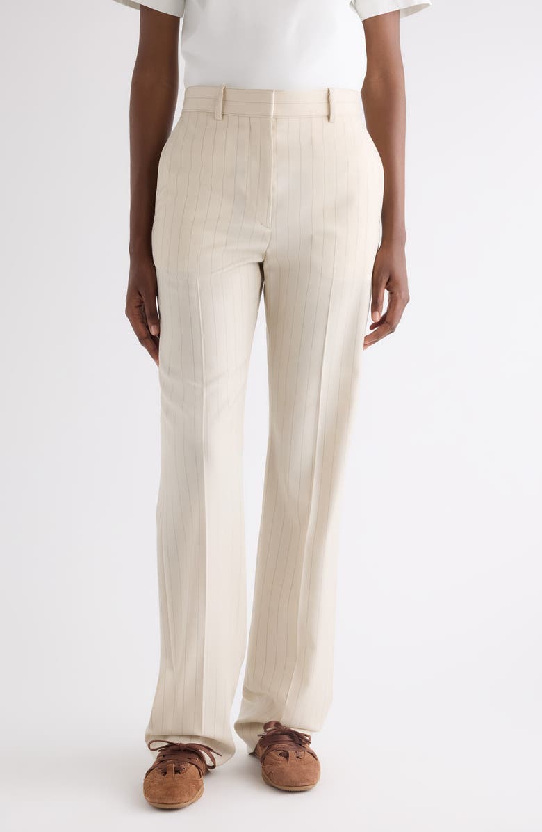 Acne Studios Pontino Pinstripe Wool Trousers, Main, color, Cream Beige