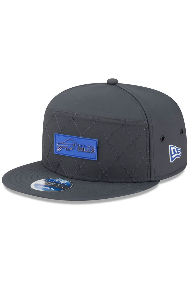 Men's New Era Charcoal Buffalo Bills 2025 Sideline Cold Weather Split Panel 9FIFTY Snapback Hat, Main, color, Charcoal
