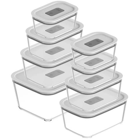 Stackable Airtight Glass Food Storage Container Set with Microwave Valve and Leak Proof Lid, 16 Piece