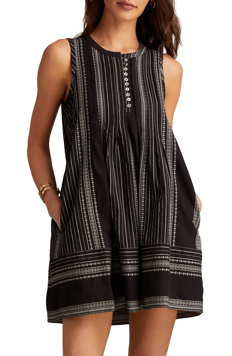 Lucky Brand Pintuck Sleeveless Cotton Mini Sundress, Main, color, Caviar