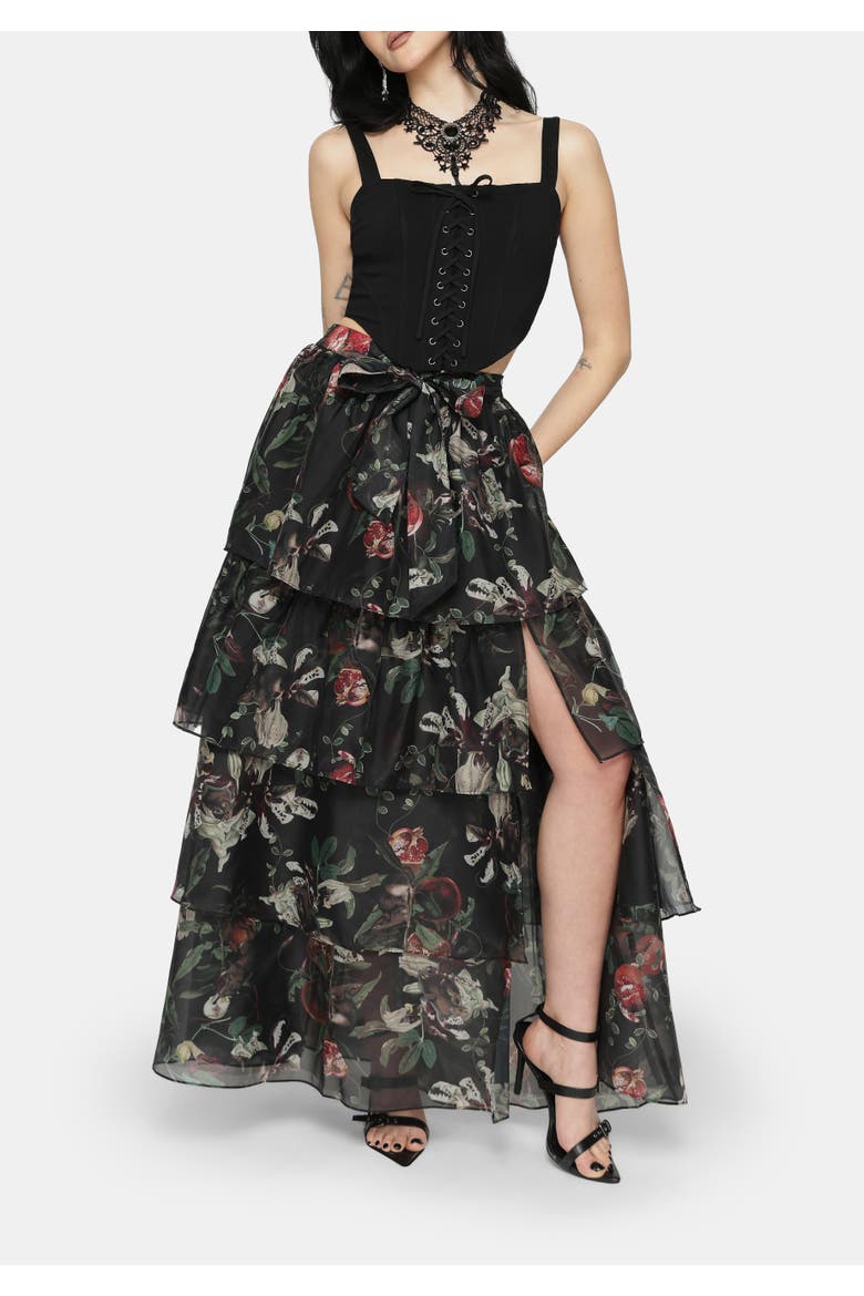 Anara Tiered Skirt, Main, color, Black