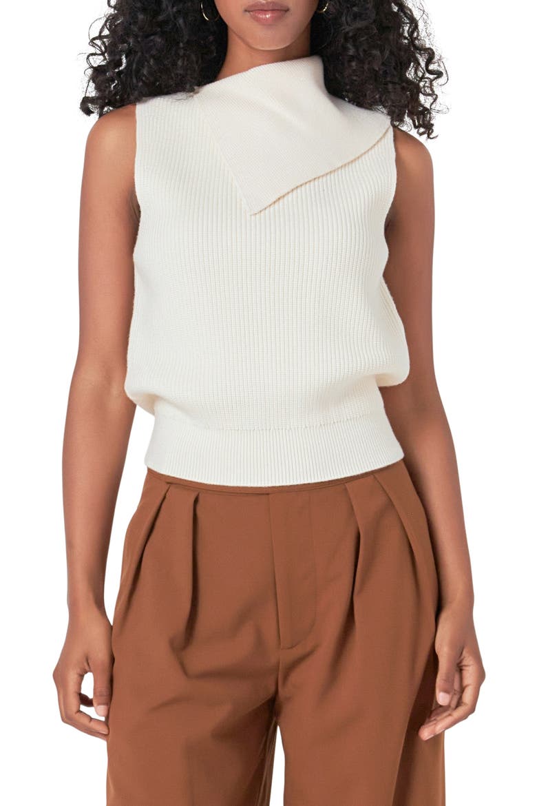 Cowl Neck Sleeveless Sweater, Main, color, IVORY