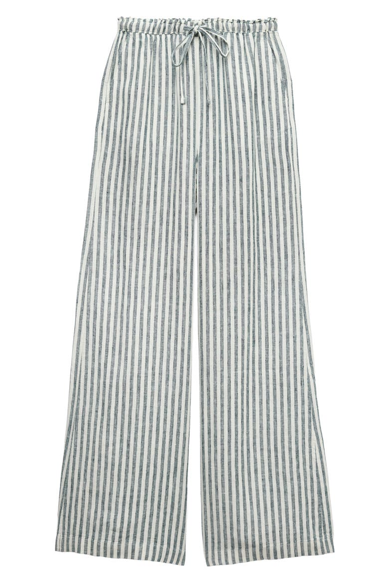 Linen Palazzo Pants, Alternate, color, BLACK/ MULTI