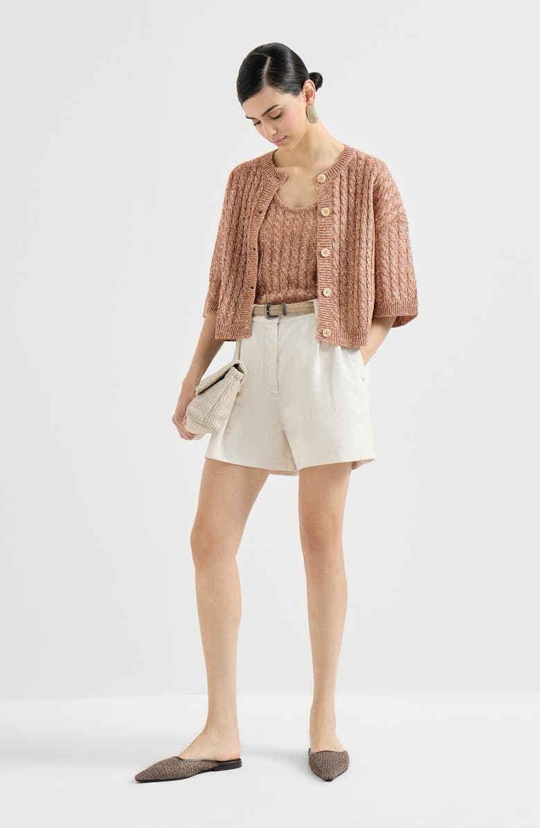 Brunello Cucinelli Baggy shorts with monili, Alternate, color, Chalk