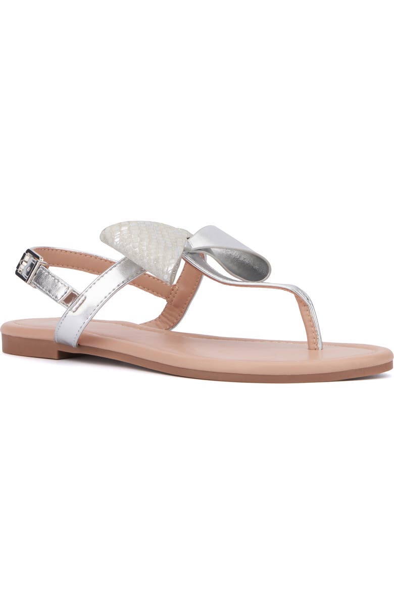 NEW YORK AND COMPANY Abril Thong Sandal, Main, color, Silver Combo