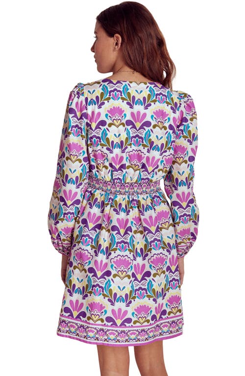 Boden Mya Print Long Sleeve Cotton Dress In Multi