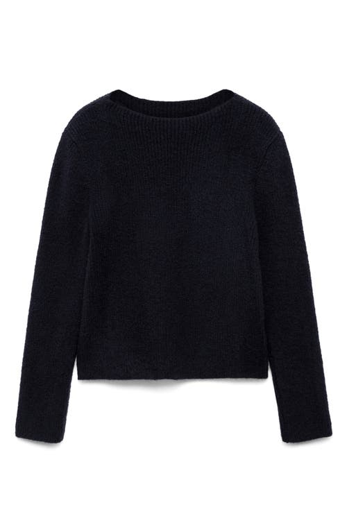 Shop Mango Perkins Funnel Neck Sweater In Dark Navy