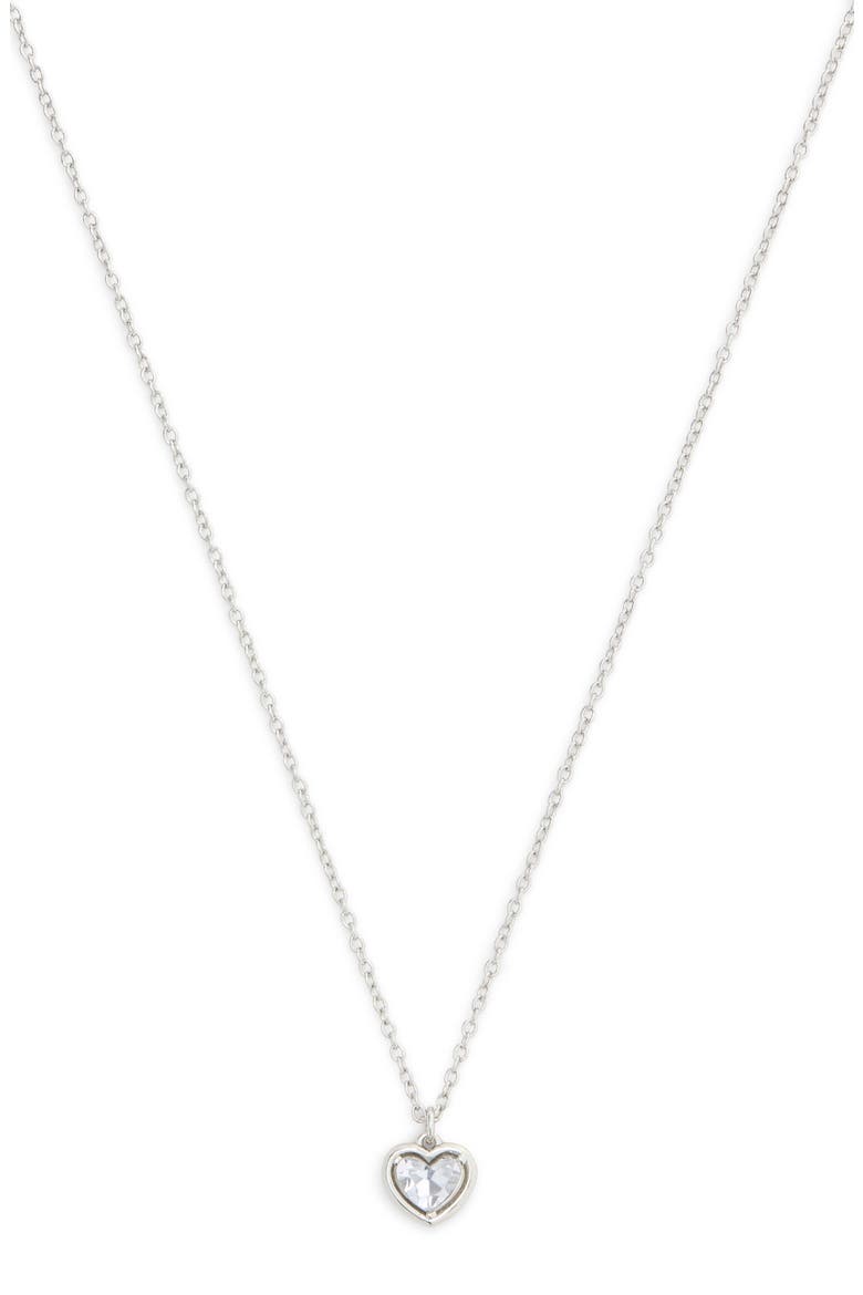 Halo Heart Short Pendant Necklace, Main, color, CRYSTAL/ RHODIUM