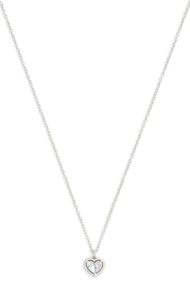 COACH Halo Heart Short Pendant Necklace, Main, color, Crystal/ Rhodium