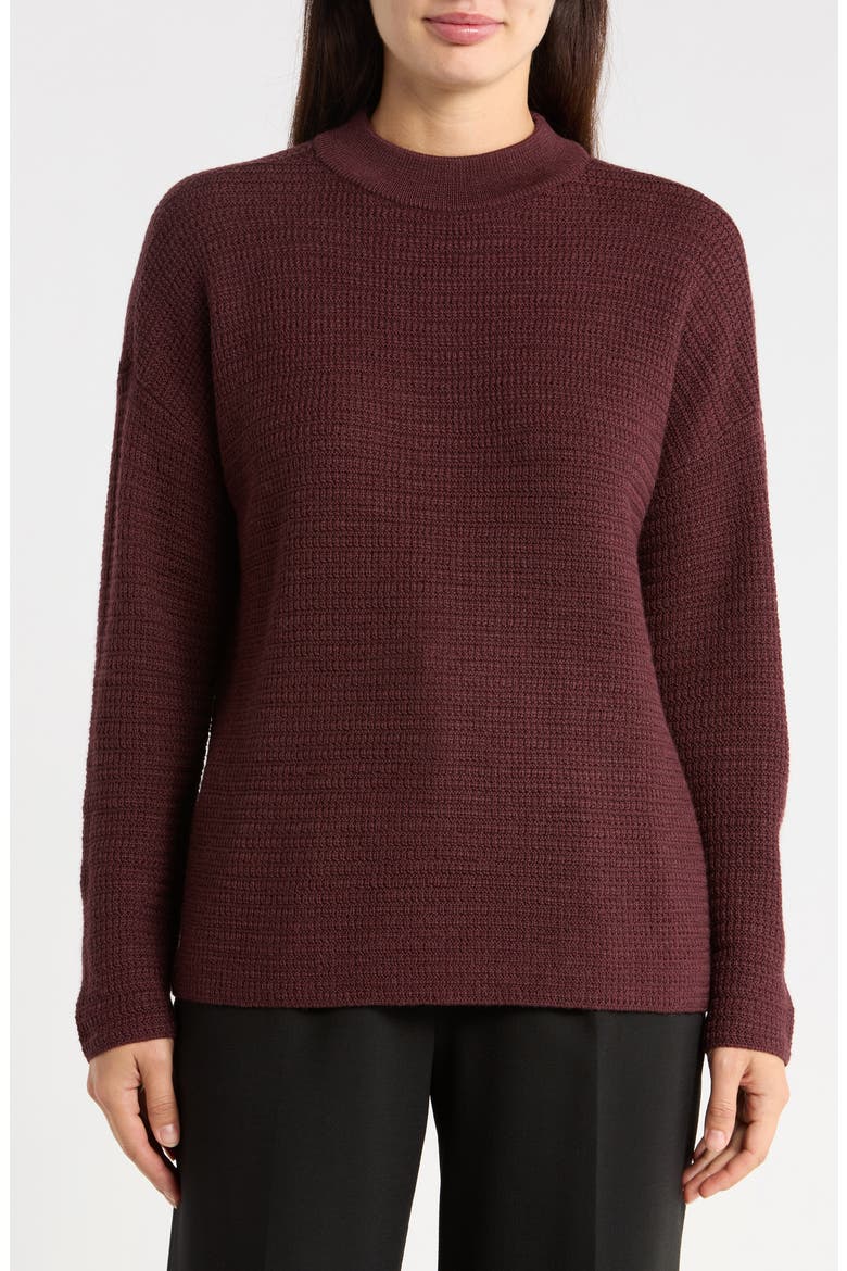 Merino Wool Mock Neck Sweater, Main, color, WINE