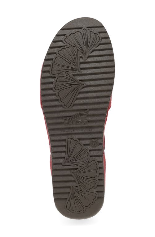 Dansko Mae Ankle Strap Platform Clog In Red Burnished Suede