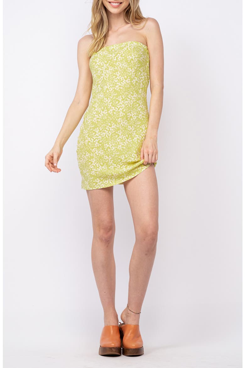 Floral Strapless Open Back Minidress, Main, color, GREEN