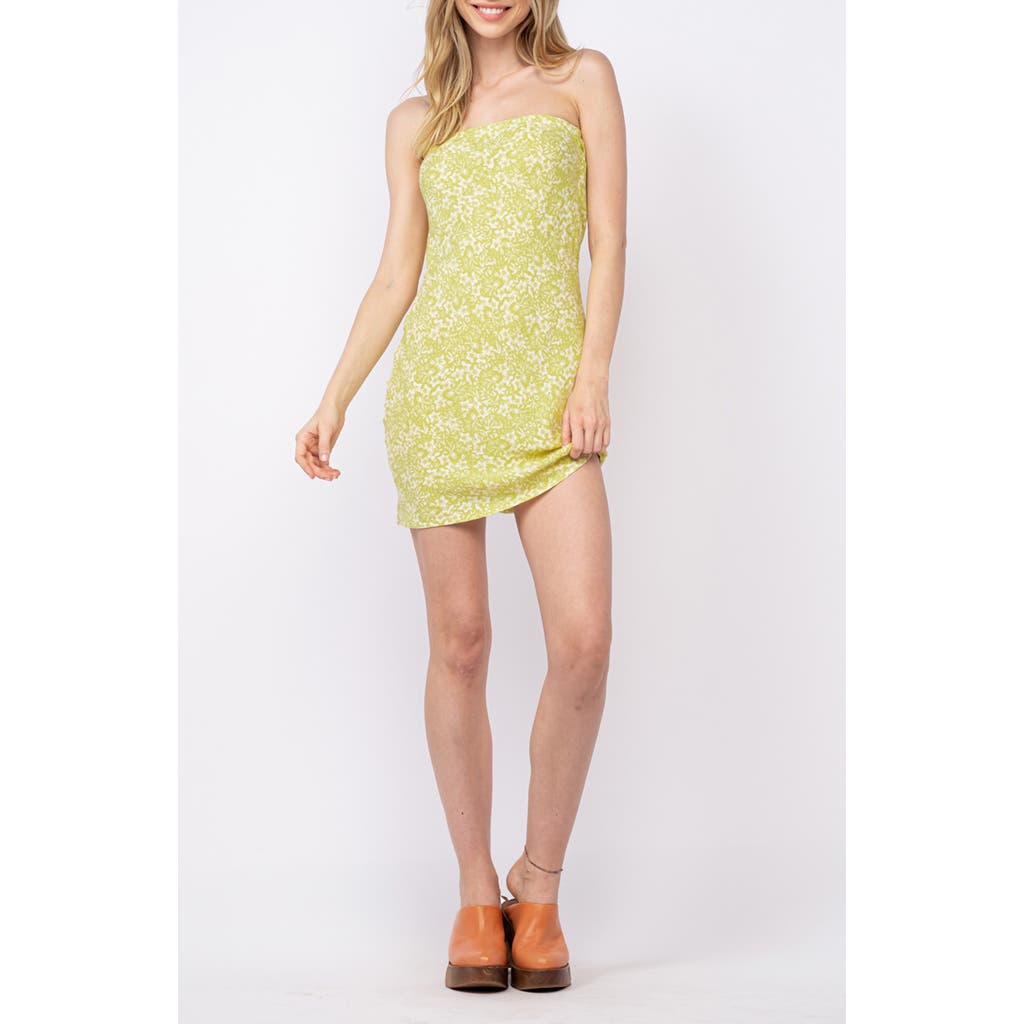 Sky To Moon Floral Strapless Open Back Minidress In Green