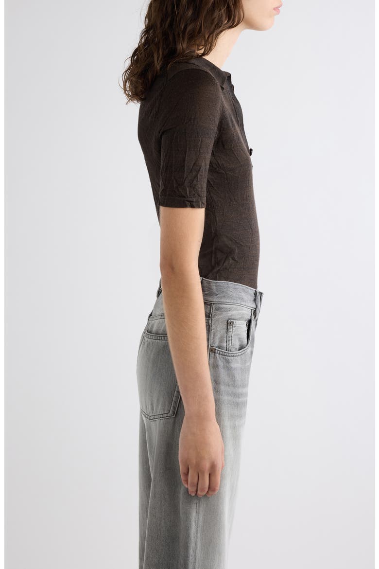 Kier Krinkel Silk Blend Polo, Alternate, color, DARK BROWN MELANGE