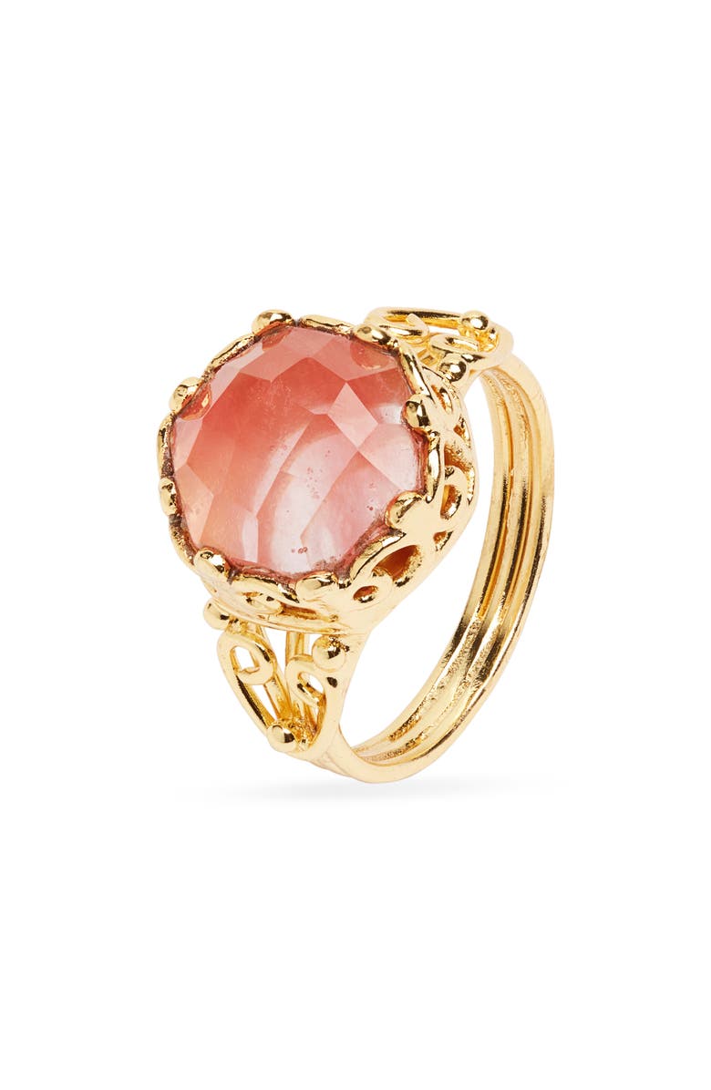 Kiara by Ki-ele Valentina Cherry Quartz Ring, Main, color, Gold