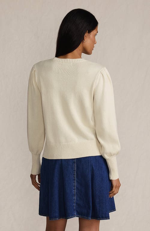 Lands' End Drifter Puff Sleeve Crew Neck Sweater In Neutral