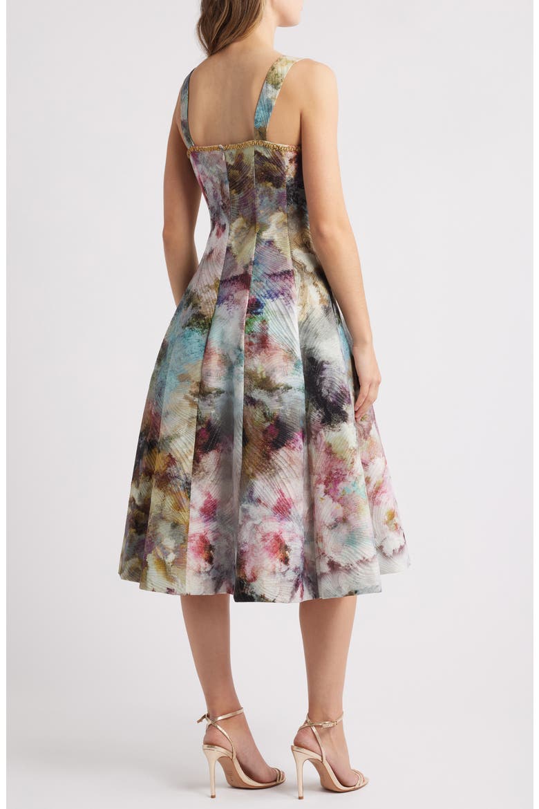 Metallic Abstract Print Jacquard Cocktail Dress, Alternate, color, PINK GOLD MULTI
