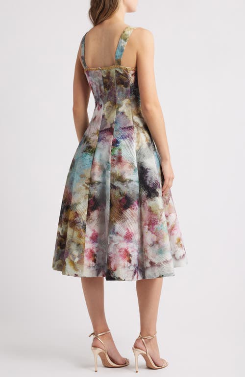 Tahari Asl Metallic Abstract Print Jacquard Cocktail Dress In Pink Gold Multi
