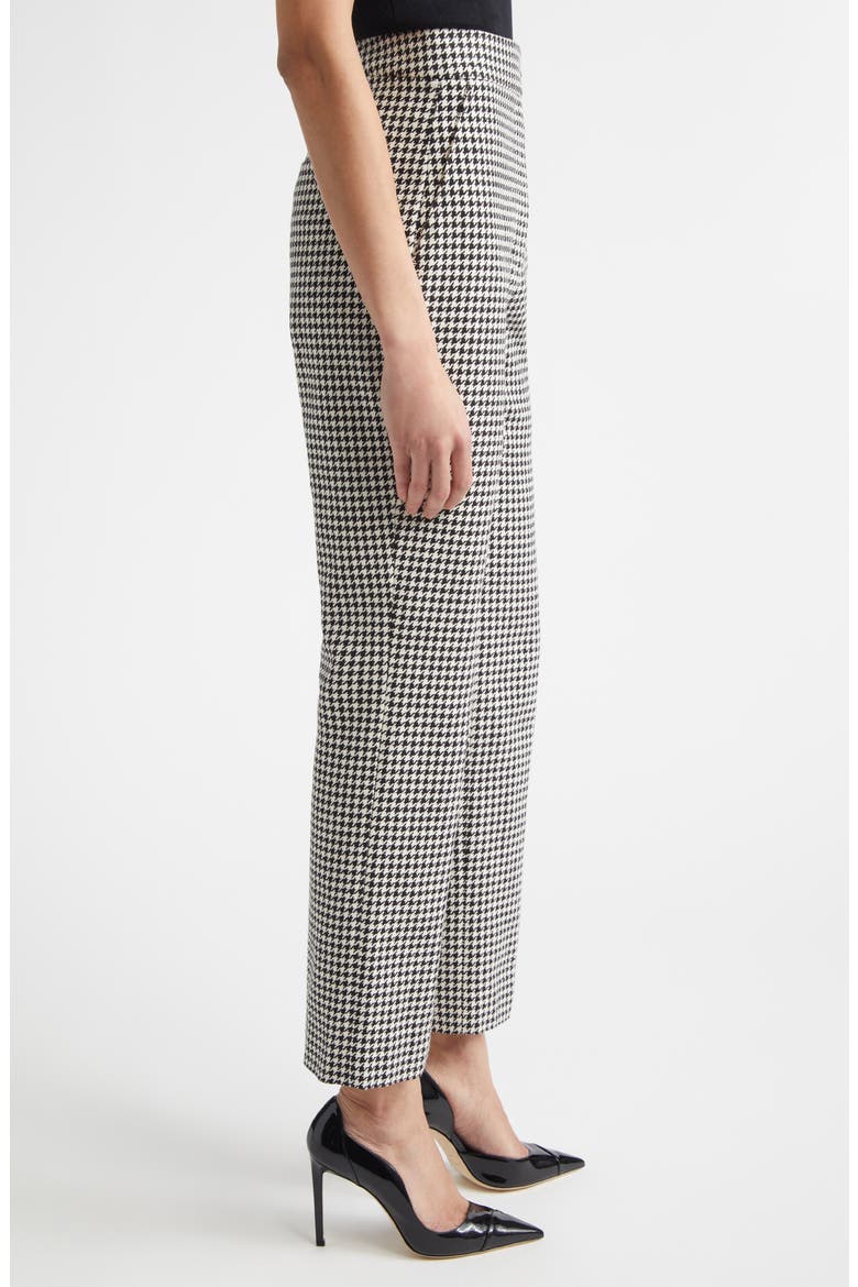 Vichy Houndstooth Cotton Blend Trousers, Alternate, color, BLACK/ ECRU
