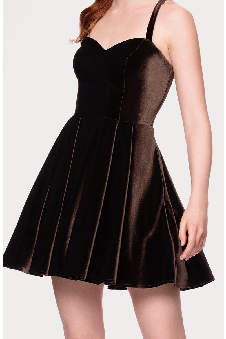 Velvet Minidress, Alternate, color, BROWN