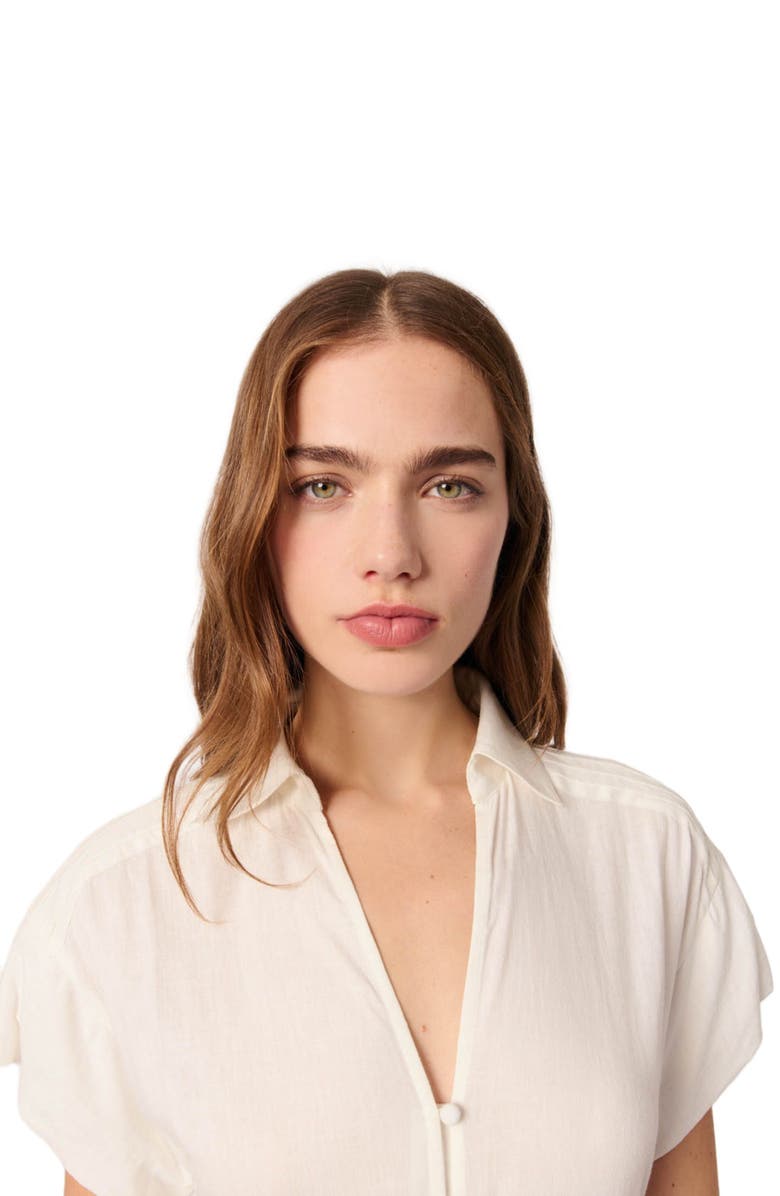 maje Embroidered ruffled maxi dress, Alternate, color, Ecru