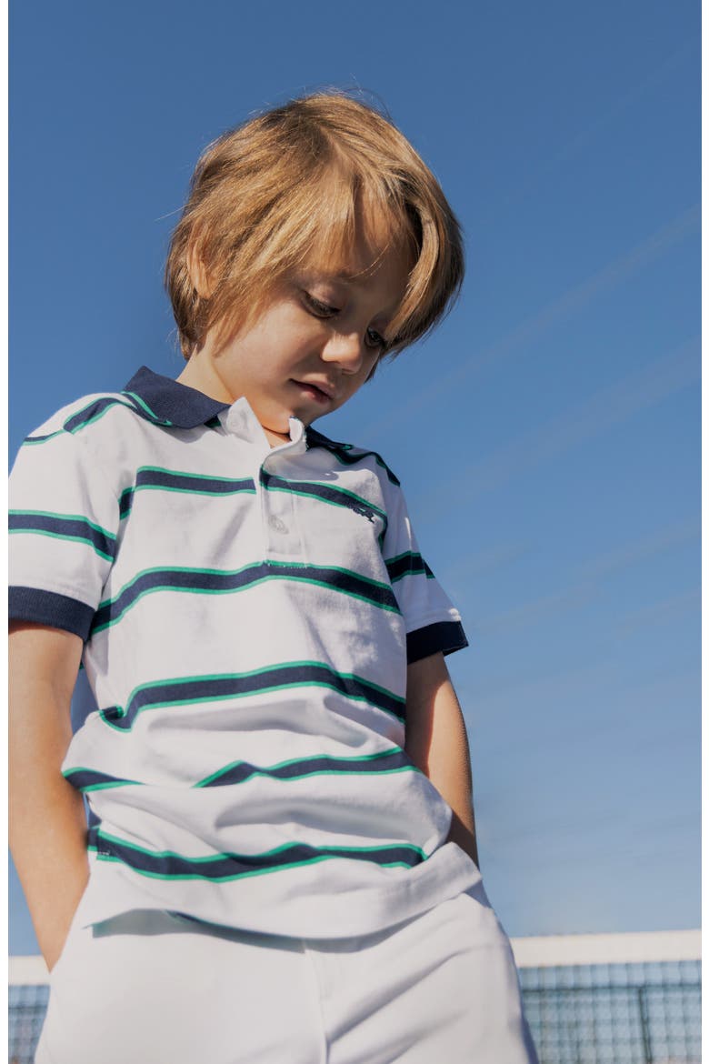 Kids' Organic Short Sleeve Jersey Polo, Alternate, color, Pickleball Stripe