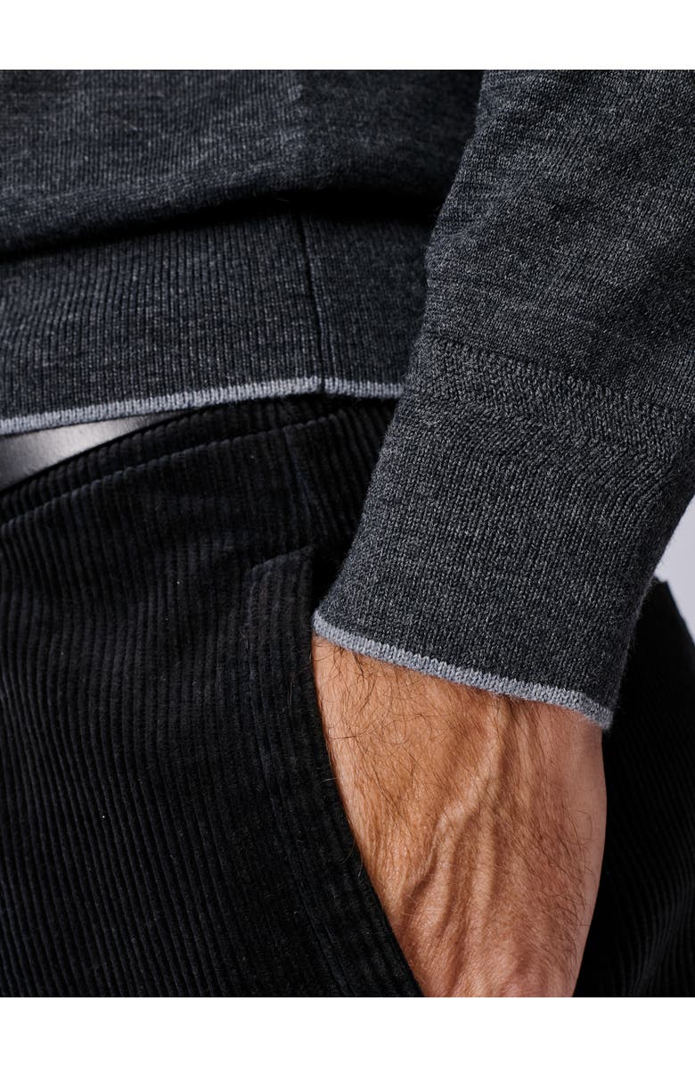 Aubin Elm Merino Textured Long Sleeve Polo, Alternate, color, Dark Charcoal