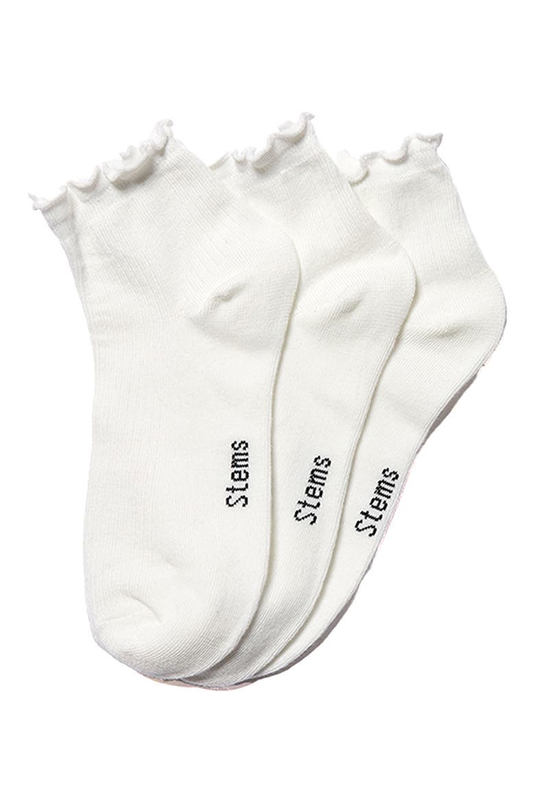 Everyday Classics Ruffle 3-Pack Crew Socks, Main, color, WHITE