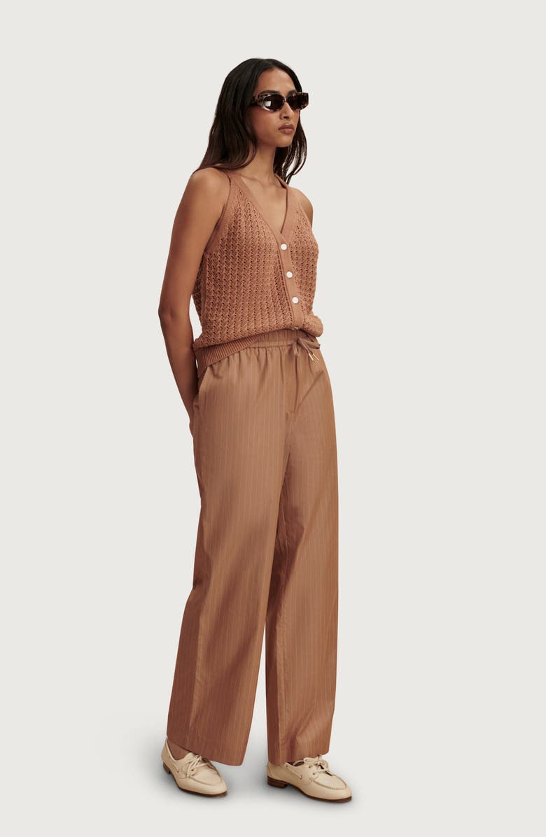 Varley Alessia Open Stitch Cotton Sweater Tank, Alternate, color, Camel