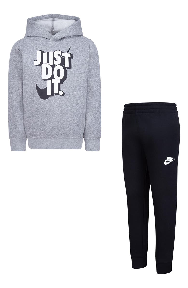 Nike Kids' Just Do It Pullover Hoodie & Joggers Set, Main, color, Black