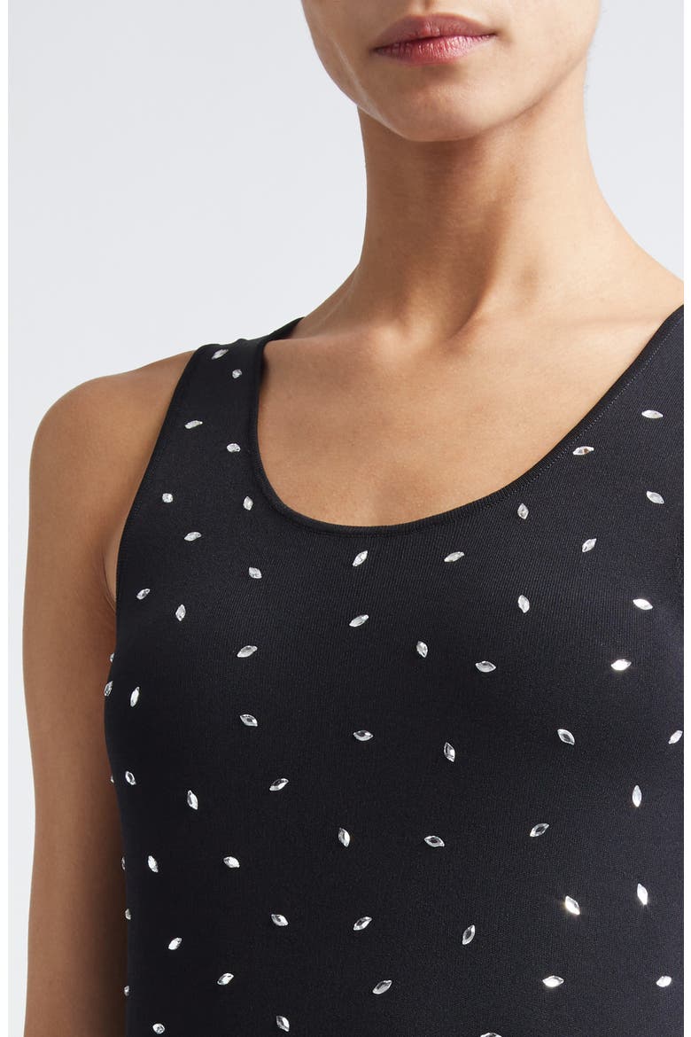 Geordie Crystal Embellished Jersey Dress, Alternate, color, BLACK