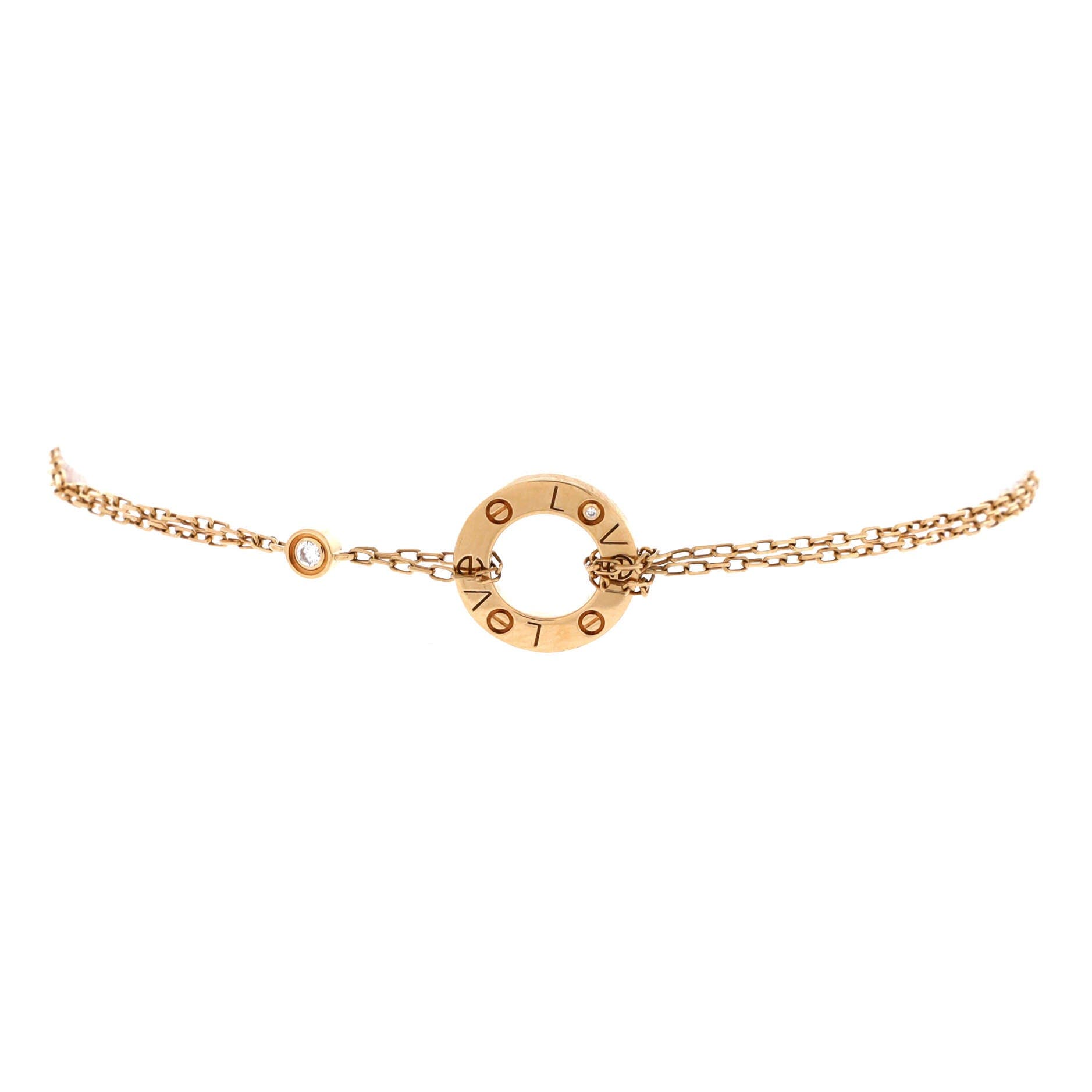 2 Diamonds Love Bracelet 18K Yellow Gold with Diamonds, Main, color, Metallic Gold