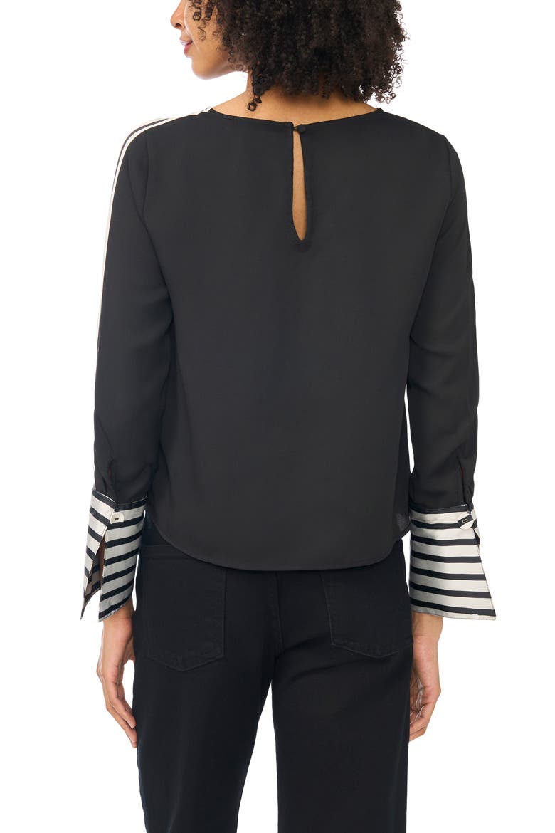 Stripe Accent Boat Neck Top, Alternate, color, JET BLACK