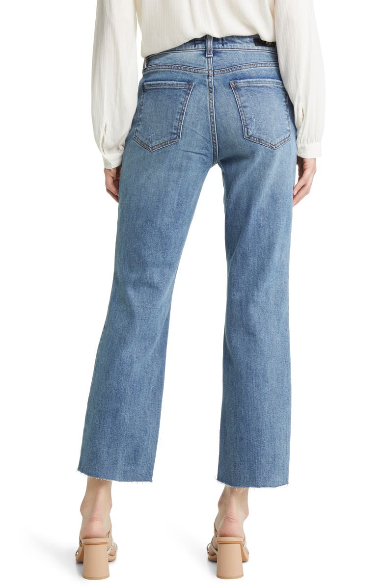 KUT from the Kloth Kelsey Fab Ab High Waist Raw Hem Ankle Flare Jeans, Alternate, color,